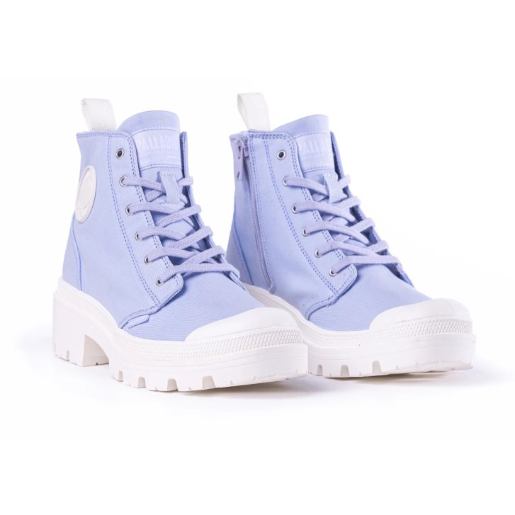 Palladium Pallabase Twill Women's Boots Lavender | UK Q250-XDQ